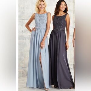 Adrianna Papell Platinum Bridesmaids Style 40255 in Misty Blue